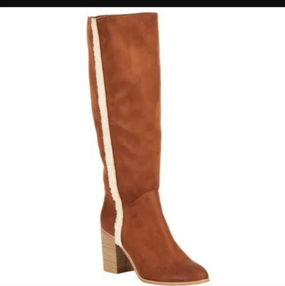MELROSE AVE VEGAN SUEDE LEATHER IN TAN COLOR WITH SHEARLING WOMEN'S SIZE 10
