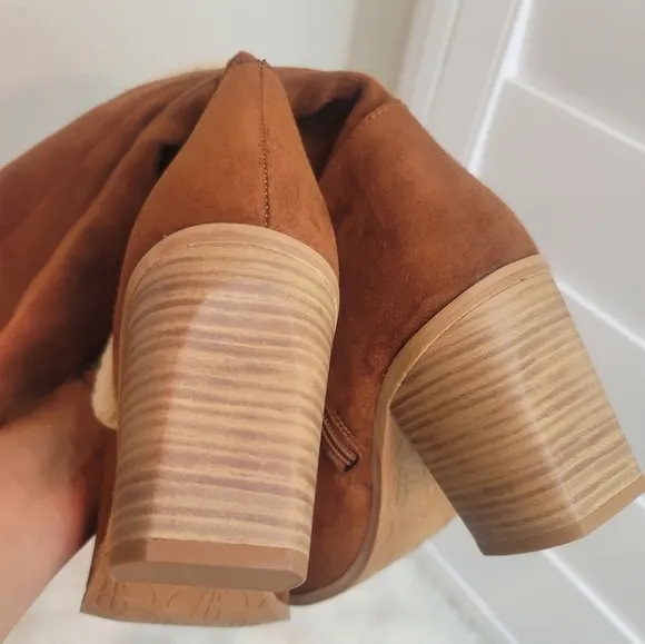 MELROSE AVE VEGAN SUEDE LEATHER IN TAN COLOR WITH SHEARLING WOMEN'S SIZE 10