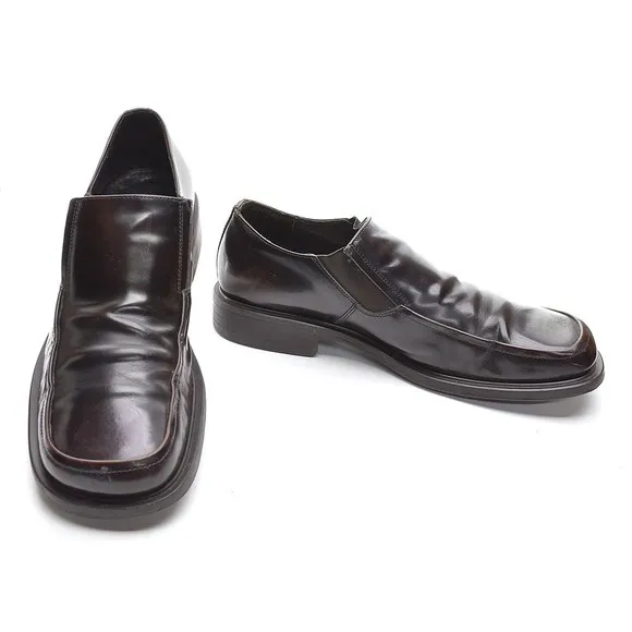 Men Taxto Brown Leather Modern Round Toe Loafers 11 M