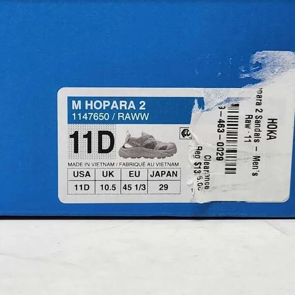 Men's 11 Hoka Hopara 2 sneaker sandals in RAWW White 1147650