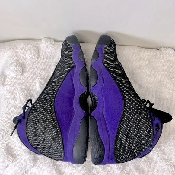 Men's Air Jordan 13 Retro Black and Purple Sneakers size 12