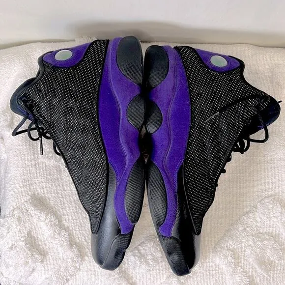 Men's Air Jordan 13 Retro Black and Purple Sneakers size 12