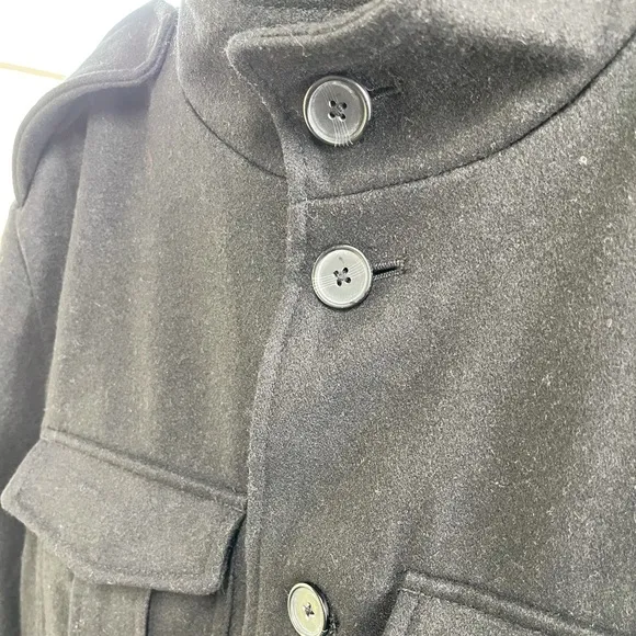 Men's Black Peacoat Wool Jacket Winter Coat Military Car Stussy Hoodie Overcoat