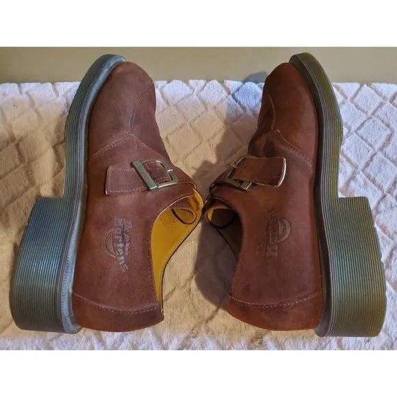 Men's Doc Marten's Brown Leather Buckle Slip Ons Sz 9, 8360, RS 340
