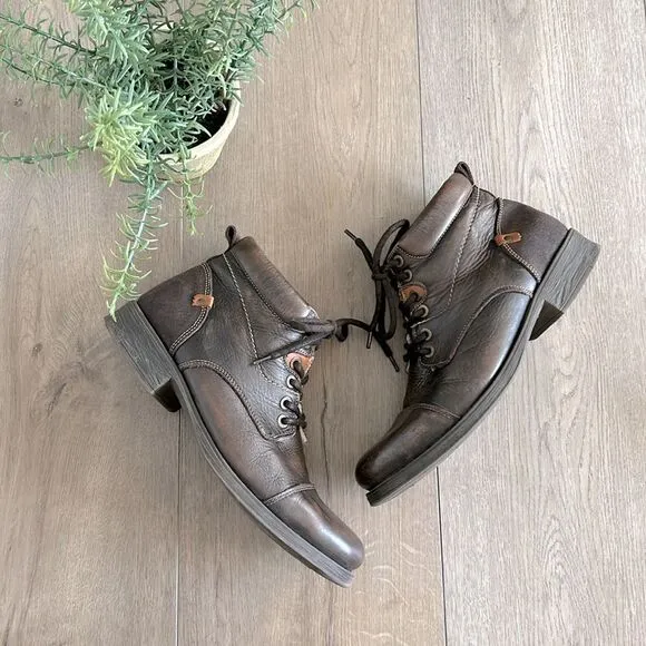 MENS J. KODA BROWN LEATHER HUGH BOOTS WITH SHERPA LINING SIZE 10