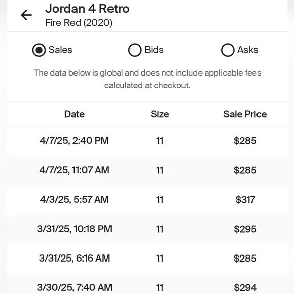 Men's Jordan 4 Retro Fire Red Sneakers