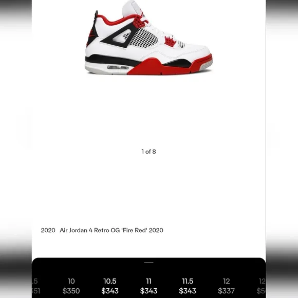 Men's Jordan 4 Retro Fire Red Sneakers