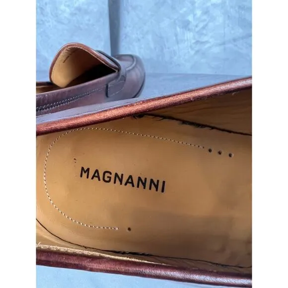 Men's Magnanni Brown Leather Loafers Size 11.5