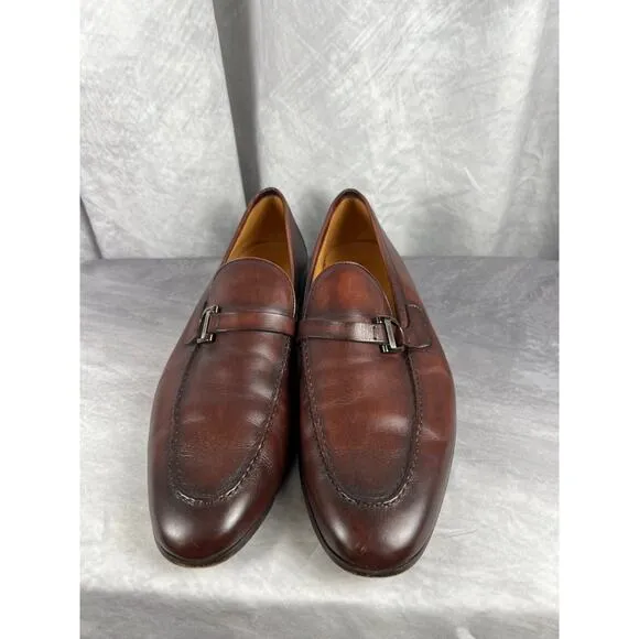 Men's Magnanni Brown Leather Loafers Size 11.5