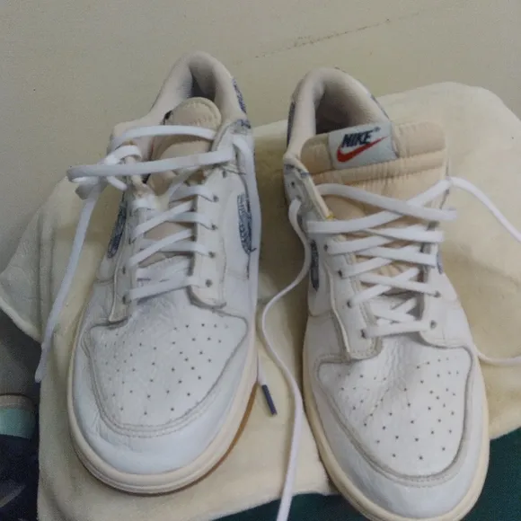 Mens Nike Dunk Low Americana Washed Denim White Blue FN6881-100 Sneakers Sz 10.5