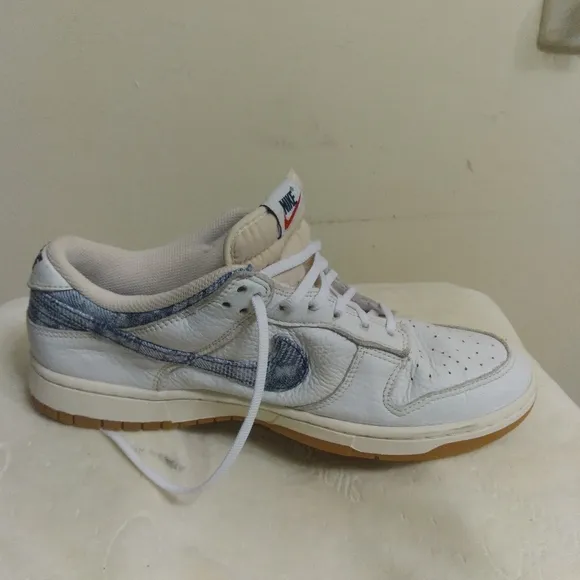 Mens Nike Dunk Low Americana Washed Denim White Blue FN6881-100 Sneakers Sz 10.5