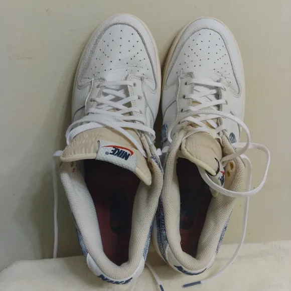 Mens Nike Dunk Low Americana Washed Denim White Blue FN6881-100 Sneakers Sz 10.5