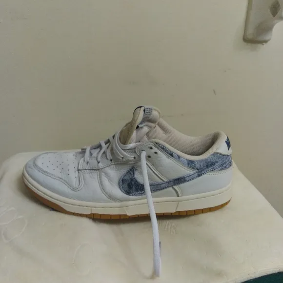Mens Nike Dunk Low Americana Washed Denim White Blue FN6881-100 Sneakers Sz 10.5