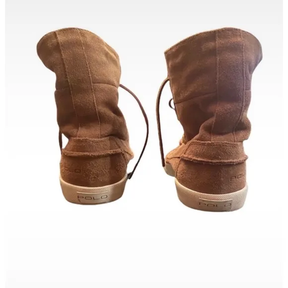 Mens Polo Ralph Lauren lace up shoe/Boots Size 7.5 Brown Suede Shearling