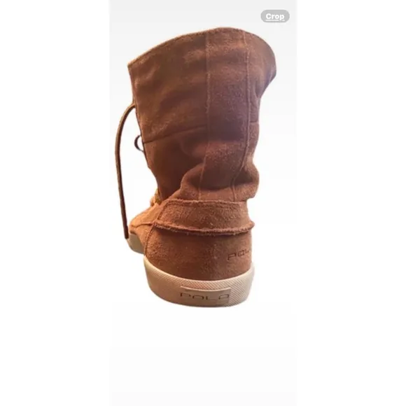 Mens Polo Ralph Lauren lace up shoe/Boots Size 7.5 Brown Suede Shearling