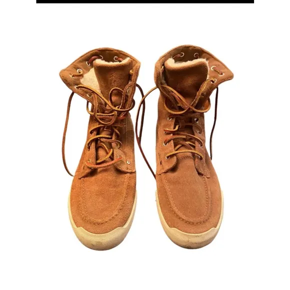 Mens Polo Ralph Lauren lace up shoe/Boots Size 7.5 Brown Suede Shearling