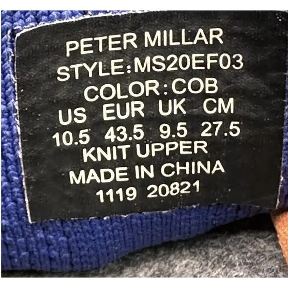 Men's Size 10.5 Peter Millar Hyperlight Glide 2.0 Cobalt Blue Casual Sneakers