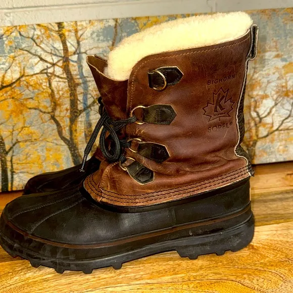 Men’s Sorel Bighorn snow/winter boots warm felt lining size 10