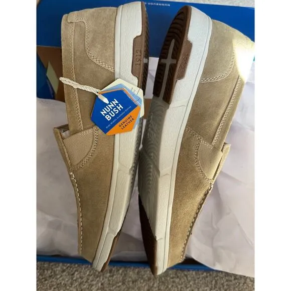 Men's / Unisex Nunn Bush Luca Suede Moc Toe Venetian Loafers Stone/Tan Size 9