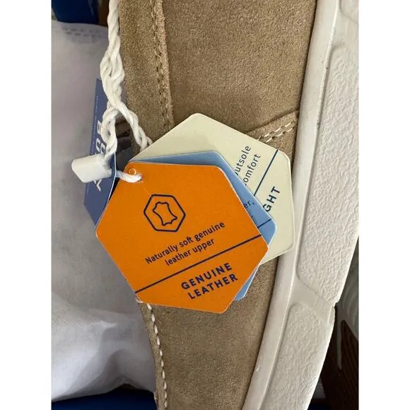 Men's / Unisex Nunn Bush Luca Suede Moc Toe Venetian Loafers Stone/Tan Size 9