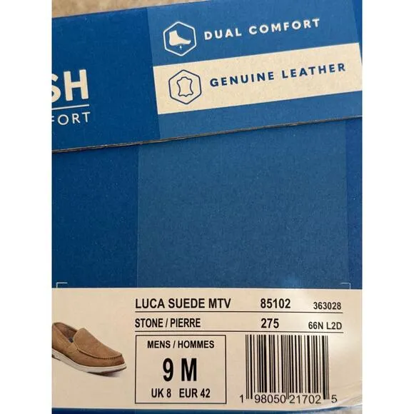 Men's / Unisex Nunn Bush Luca Suede Moc Toe Venetian Loafers Stone/Tan Size 9