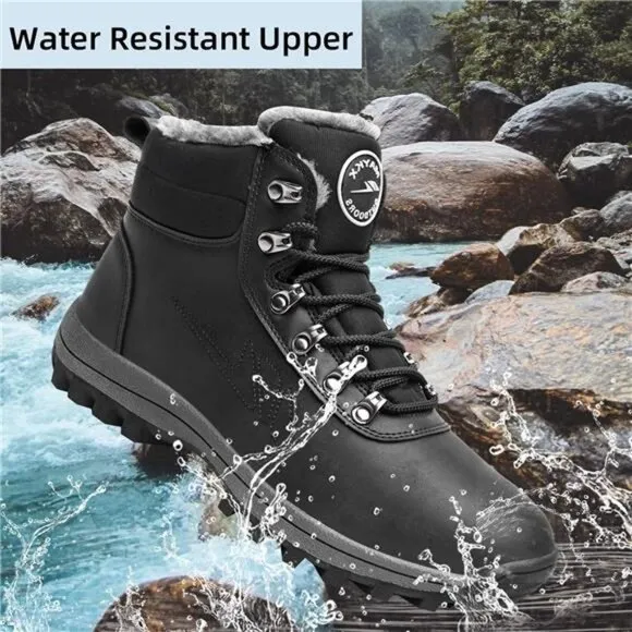 Men's Winter Snow Boots Hiking Boots, Black