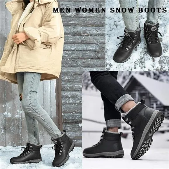 Men's Winter Snow Boots Hiking Boots, Black