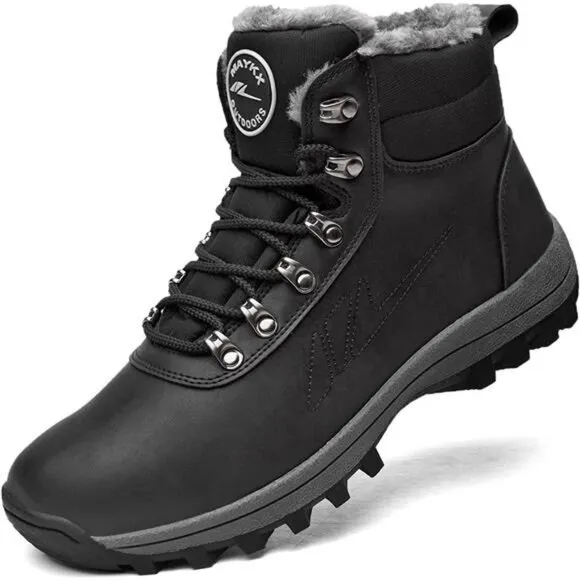Men's Winter Snow Boots Hiking Boots, Black