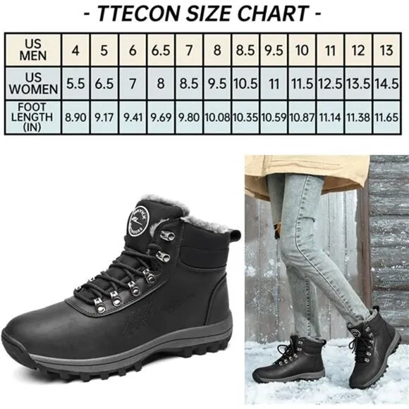 Men's Winter Snow Boots Hiking Boots, Black