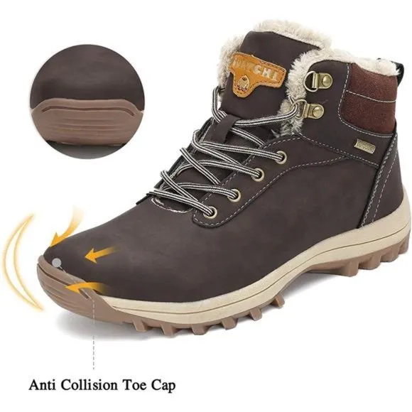Men's Winter Snow Boots Warm Ankle Anti-Slip Water Resistant Hiking Walk…