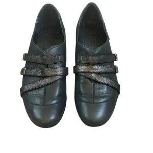 Mephisto Black Leather Loafers with Strappy Design Sz 9.5 in Very Good Condition