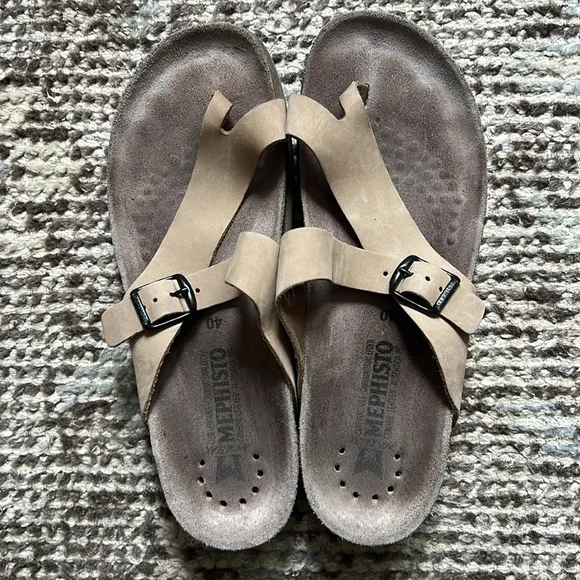 Mephisto Helen Sandals Beige Leather Sz 40 US 9.5 - 10 EUC