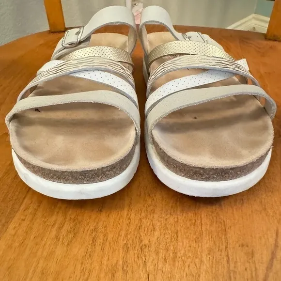 MEPHISTO Leather Sandals Huleda US Size 11 (EU 41) Gray Cork Footbed Shoe EUC
