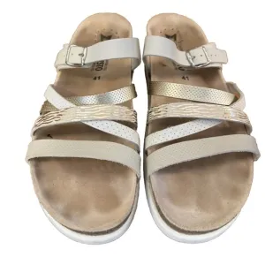 MEPHISTO Leather Sandals Huleda US Size 11 (EU 41) Gray Cork Footbed Shoe EUC