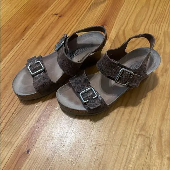 Mephisto Lissandra Animal Print Women's Sandal Leather Size 39 US 9