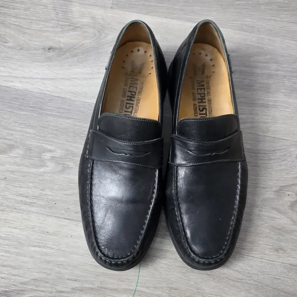 Mephisto Spinnaker Black Leather Penny Loafer Air-Relax Shoes Men's Sz 10.5 US
