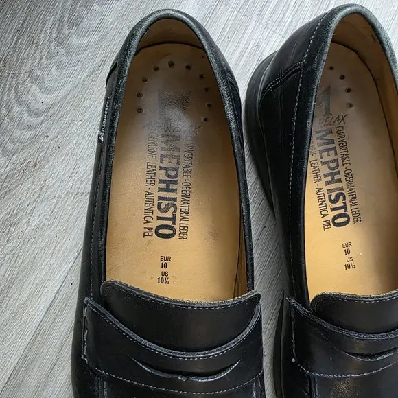 Mephisto Spinnaker Black Leather Penny Loafer Air-Relax Shoes Men's Sz 10.5 US