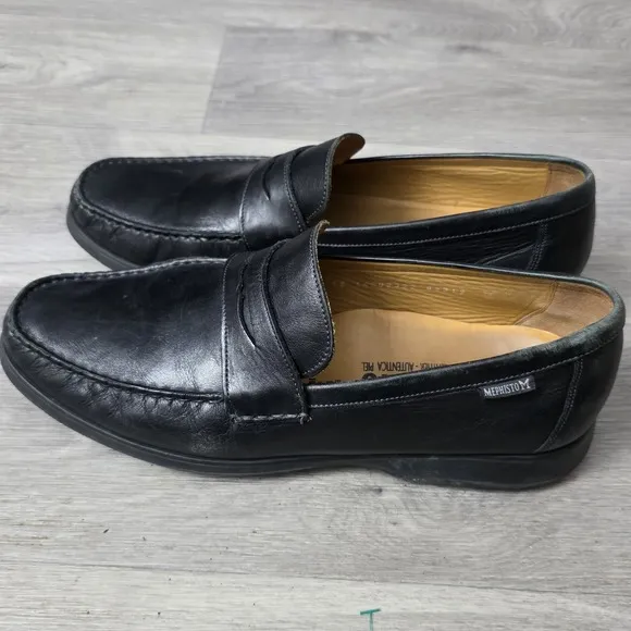 Mephisto Spinnaker Black Leather Penny Loafer Air-Relax Shoes Men's Sz 10.5 US