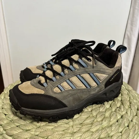 Merrell 45 Degree Blade Grey/Light Blue Lace Up Hiking Boots NWOB