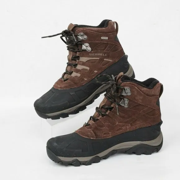 Merrell Moab Polar Espresso Select Dry Warm Ice Grip Hiking Snow Boots Mens 7