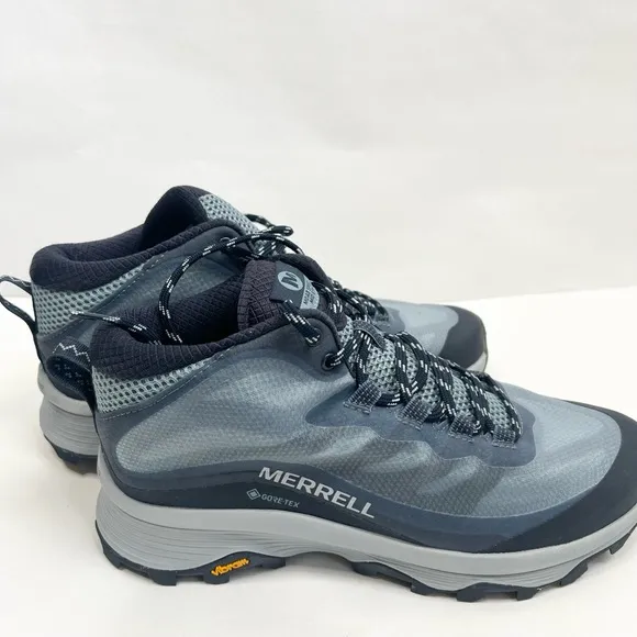 Merrell Moab Speed Gtx Gore TEX Grey Blue High Ankle Hiking Boots Size US 9