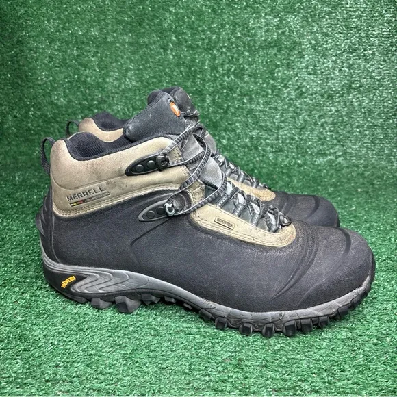 Merrell Thermo Boots Mens Sz 13 Gray Leather Hiking Waterproof Thinsulate 200G