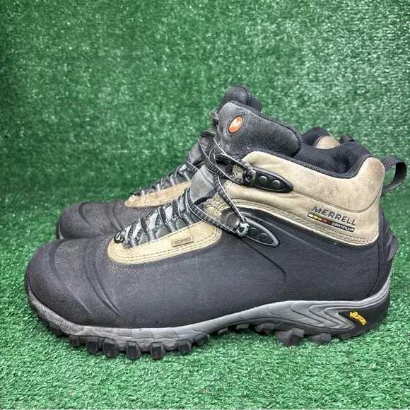 Merrell Thermo Boots Mens Sz 13 Gray Leather Hiking Waterproof Thinsulate 200G