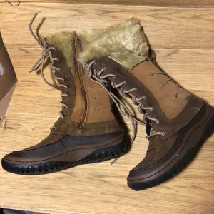 Merrell women winter leather snow boots, faux fur lining, side zip 8