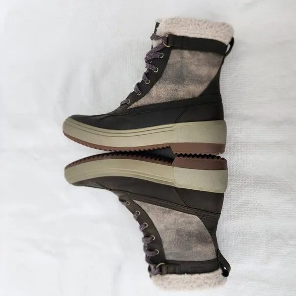 Merrell Womens Size 7. 5 Haven Polar Waterproof Mid Lace Winter Boots Olive Gray