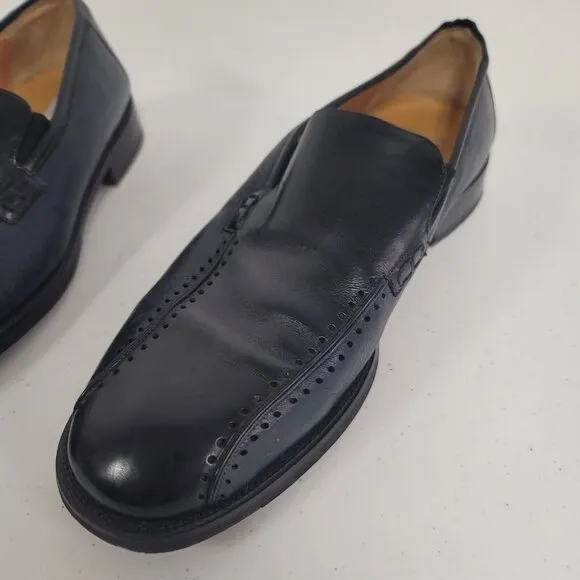 Mezlan Mens Slip On Loafers Size 11 Navy Spain Leather Career Modern Designer