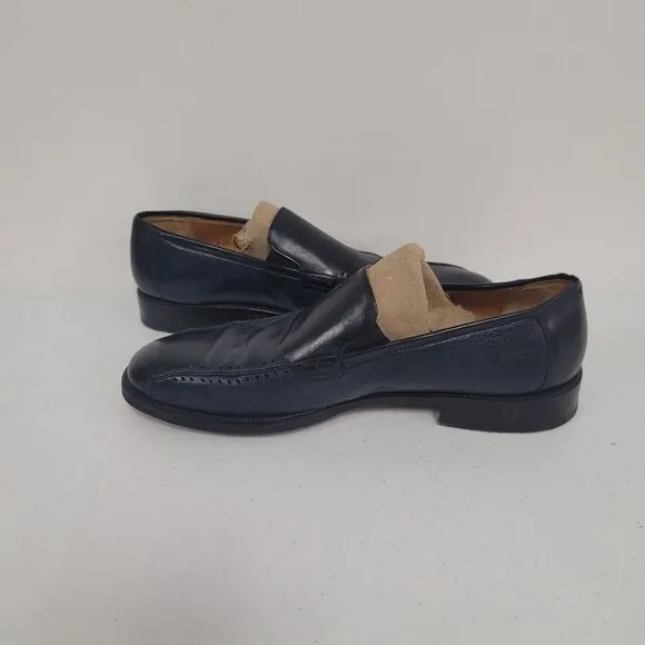 Mezlan Mens Slip On Loafers Size 11 Navy Spain Leather Career Modern Designer