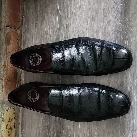 Mezlan Narni Men's Genuine Crocodile Leather Slip On Loafers Black Size 10M