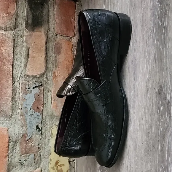 Mezlan Narni Men's Genuine Crocodile Leather Slip On Loafers Black Size 10M