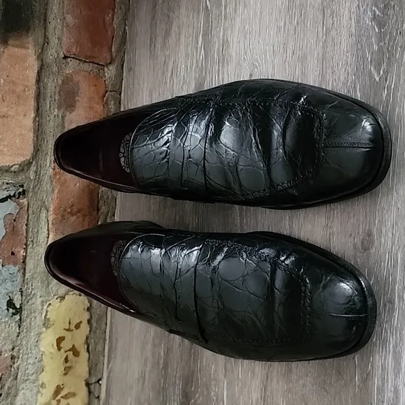 Mezlan Narni Men's Genuine Crocodile Leather Slip On Loafers Black Size 10M